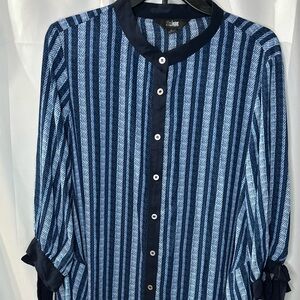 Investments Blue and White Striped Blouse